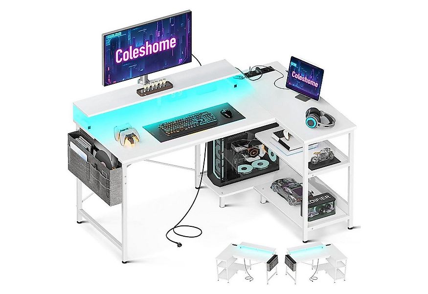 LuxusKollektion Gamingtisch Gaming Tisch L-Form LED 120x80cm Eckschreibtisc günstig online kaufen