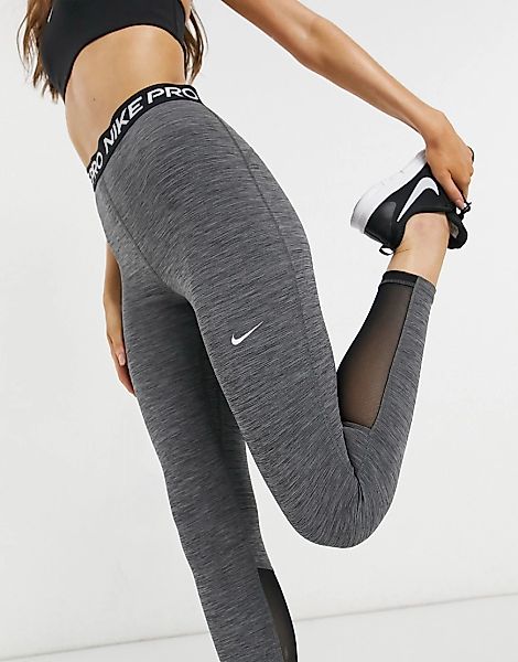 Nike – Pro Training 365 – 7/8-Leggings mit hohem Bund in Kalkgrau-Schwarz günstig online kaufen