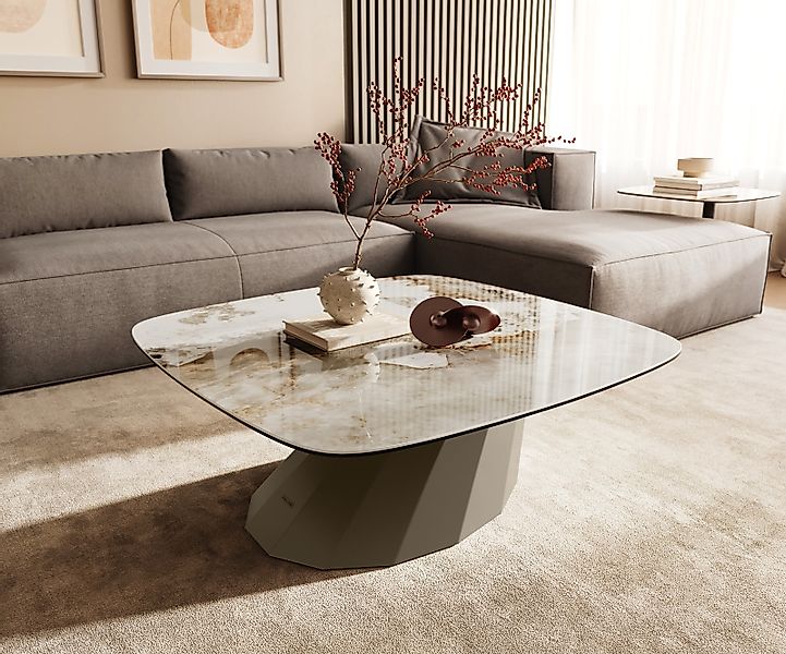 Couchtisch Edge Boot 90x90 cm Keramik Minas Melange Parabi Metall Effektfin günstig online kaufen