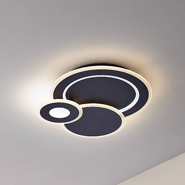 Lindby LED-Deckenlampe Briar, schwarz, Metall, Fernbedienung günstig online kaufen