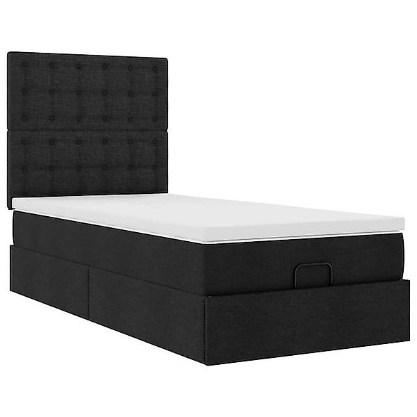 vidaXL Bett Ottoman-Bett mit Matratze Schwarz 80x200 cm Stoff günstig online kaufen