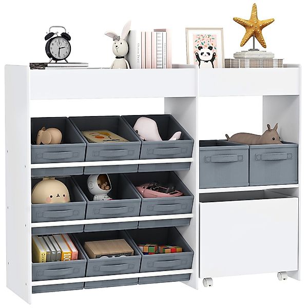 AIYAPLAY Kinderregal  MDF Vliesstoff Weiß 105L x 30B x 80H cm günstig online kaufen
