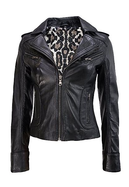 Lolus Lederjacke Mariah schwarz Kurze Damen Biker Lederjacke mit Reverskrag günstig online kaufen