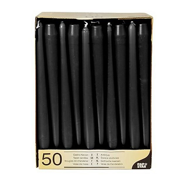 PAPSTAR GmbH Spitzkerze 50 Leuchterkerzen Ø 2,2 cm 25 cm schwarz günstig online kaufen
