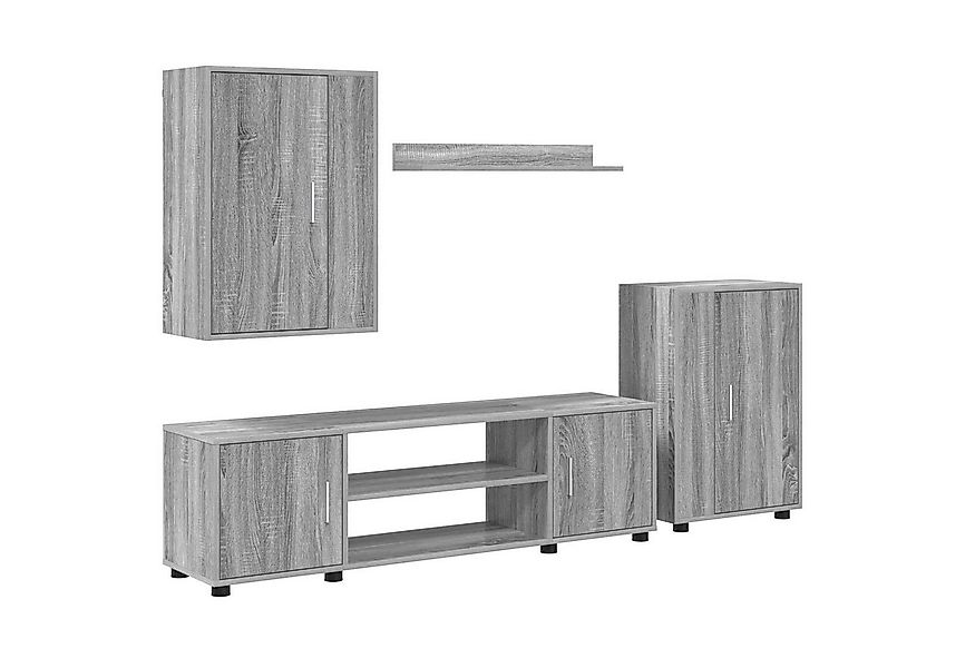 vidaXL TV-Schrank TV-Schrankset Wandmontiert 4 pcs Graues Sonoma Holzwerkst günstig online kaufen
