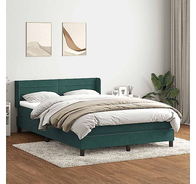 vidaXL Boxspringbett, Boxspringbett mit Matratze Dunkelgrün 140x210 cm Samt günstig online kaufen