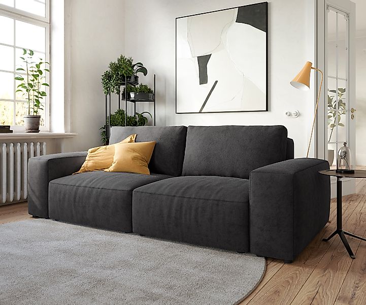 Big-Sofa Lanzo 230x95 cm Mikrofaser Schwarz günstig online kaufen