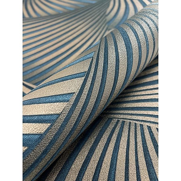 Newroom Vliestapete Sadou Blau Fächer Modern Strukturiert FSC® günstig online kaufen