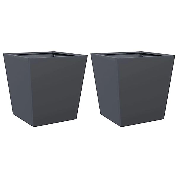 vidaXL Pflanzkübel 2 Stk Anthrazit 40x40x40 Stahl 851057 günstig online kaufen
