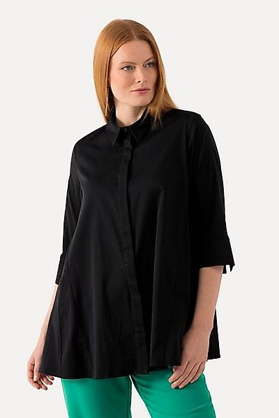 Ulla Popken Hemdbluse Bluse Godet-Einsätze A-Linie 3/4-Arm günstig online kaufen