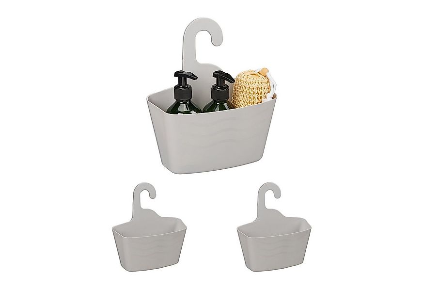 relaxdays Duschkorb 3er Set 25 cm, grau günstig online kaufen
