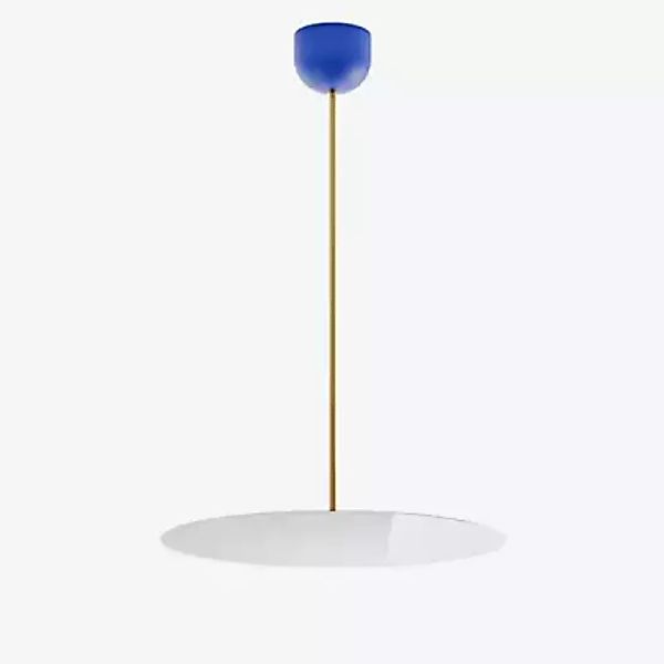 Luceplan Millimetro Pendelleuchte LED, blau/messing - H. 73 cm - ø50 - Dali günstig online kaufen