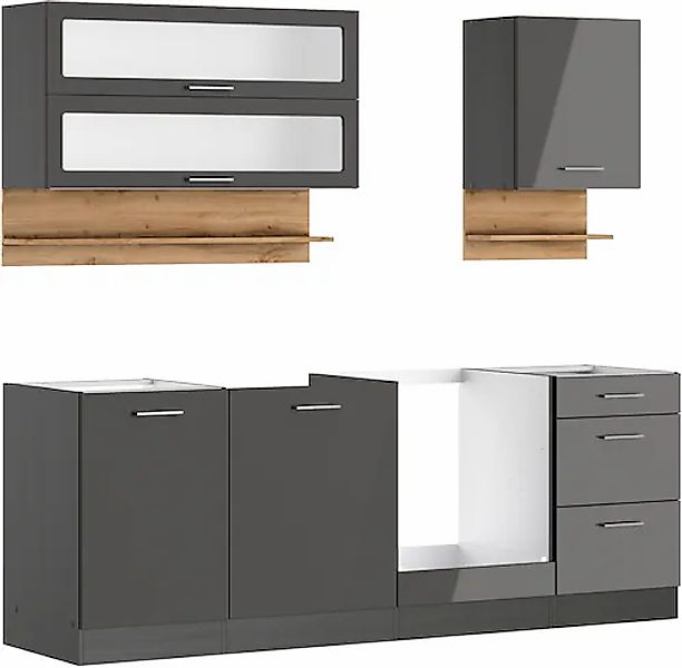 KOCHSTATION Küchenzeile »KS-Milan«, 220 cm breit, robuste Metallauszüge, vi günstig online kaufen