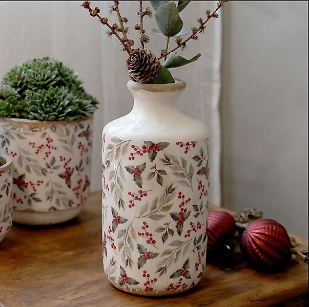 Chic Antique Tischvase Flasche mit Blättern günstig online kaufen