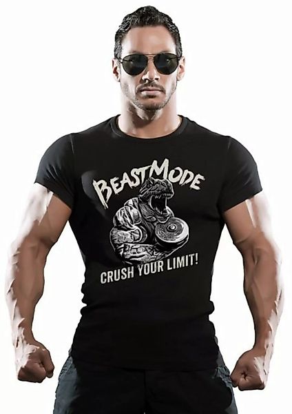 LOBO NEGRO® T-Shirt für den Hardcore Bodybuilder: Beast Mode Crush Your Lim günstig online kaufen