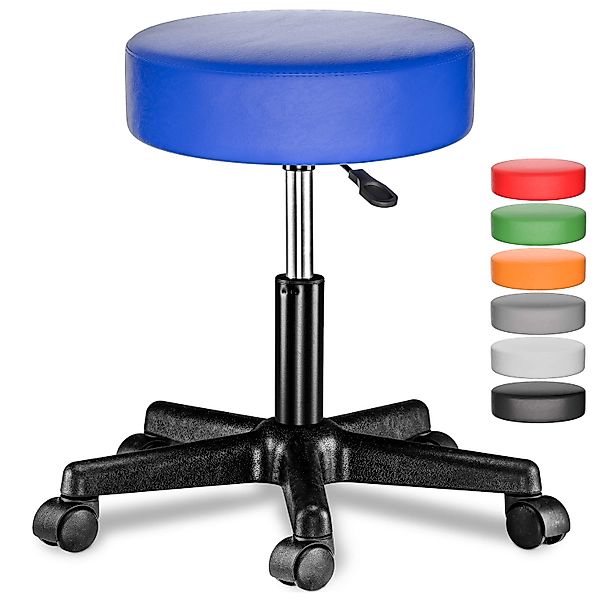 Rollhocker mit Rollen Kunstleder 2er-Set Blau 360° drehbar günstig online kaufen