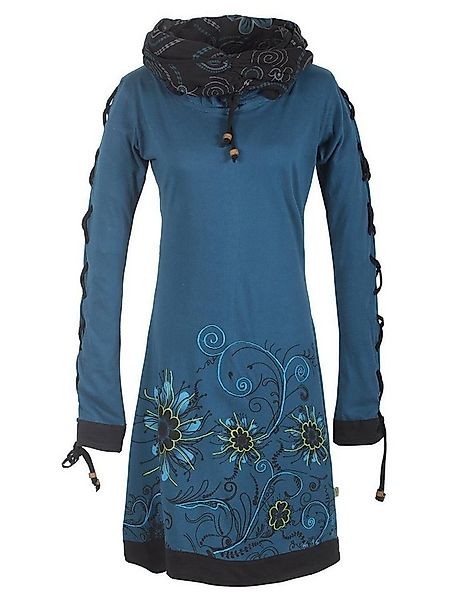 Vishes Midikleid Bedrucktes Blumen Kleid mit Schalkragen - Schnüren Ethno, günstig online kaufen