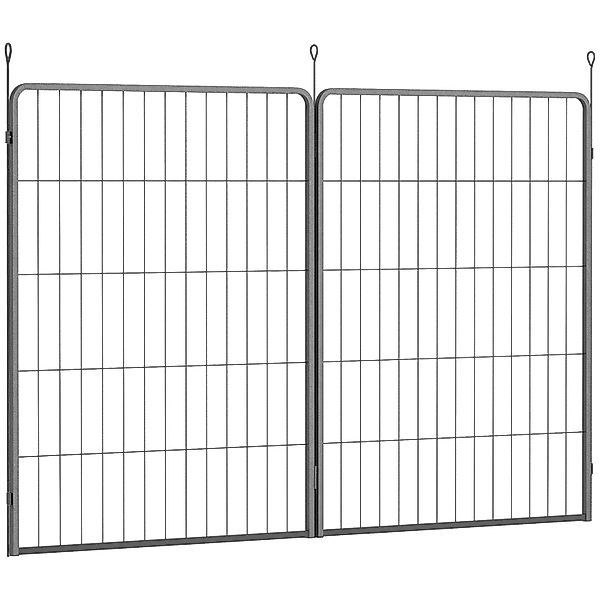 PawHut Pet Playpen Welpenzaun aus Stahl Schwarz 80L x 1,5B x 100H cm günstig online kaufen