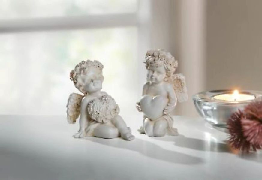 HOME Living Figuren SPAR-SET 3x Rosenherz Dekofiguren creme günstig online kaufen