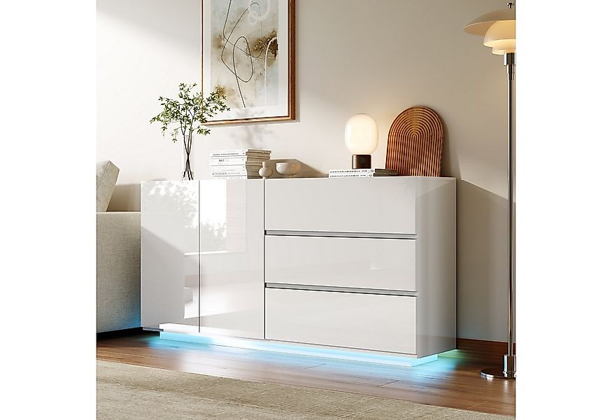 PXloue Sideboard Hochglanz Kommode( LED-Ambientebeleuchtung) , Modernes Sid günstig online kaufen