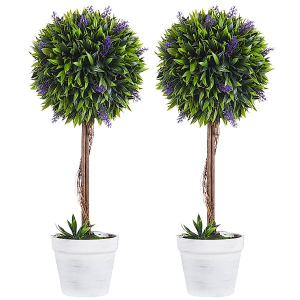 HOMCOM Kunstpflanze Lavendel 2er-Set Künstliche Pflanzen, 60 cm Zimmerpflan günstig online kaufen