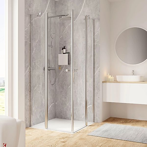 Schulte Duschkabine Eckeinstieg Garant 2.0 90x90x200 cm Chromoptik 4-teilig günstig online kaufen