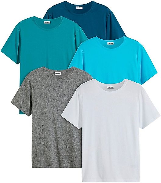 bonprix T-Shirt (Packung, 5-tlg) Regular Fit, Kurzarm, für warme Tage, aus günstig online kaufen