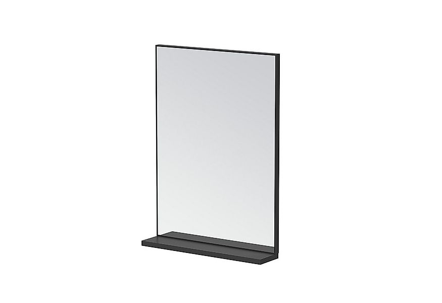 AQUALAVOS Spiegel Badspiegel mit Ablage Aluminiumrahmen Schwarz matt Wandsp günstig online kaufen