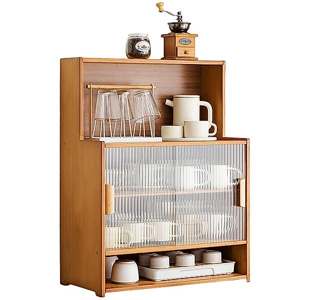 NUODWELL Küchenbuffet Küchenschrank Bambus, Aufbewahrungsschrank mit 2 Schi günstig online kaufen