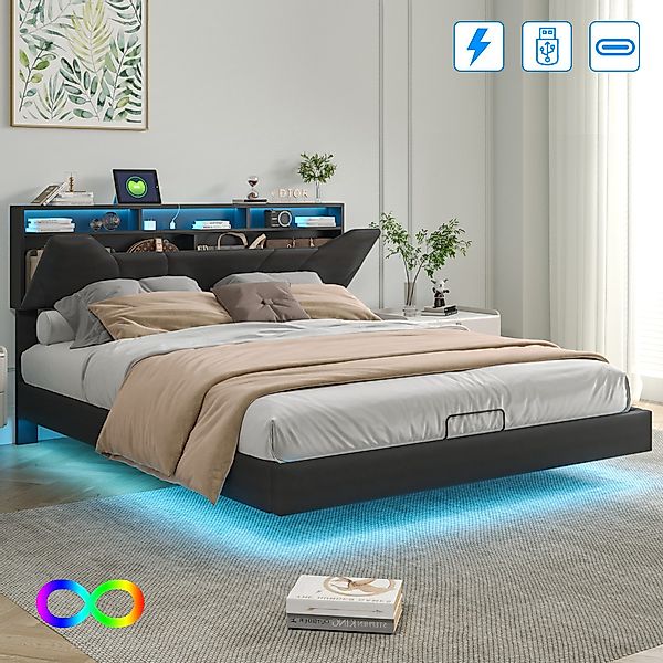 Gdood Polsterbett Stauraumbett Doppelbett (Multifunktionsbett, USB günstig online kaufen