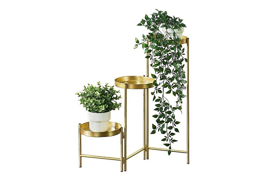 en.casa Blumenständer, »Kallo« Pflanzständer mit 3 Schalen Metall Messingfa günstig online kaufen