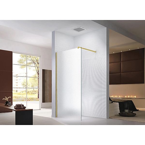 Glaszentrum Hagen 110x200cm Walk in Duschabtrennung Satin Gold günstig online kaufen