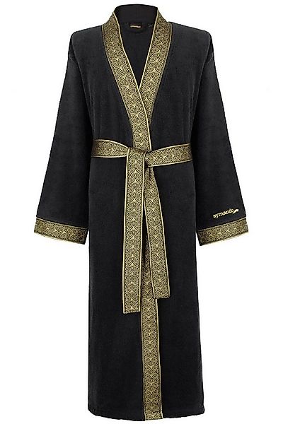 Aymando Bademantel Schwarz, 100% Baumwolle, Kimono-Kragen, Bindegürtel, Ges günstig online kaufen