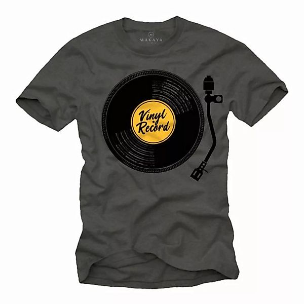 MAKAYA T-Shirt Herren Vintage Vinyl Schallplatte Hip Hop Musik Retro Rap Mo günstig online kaufen