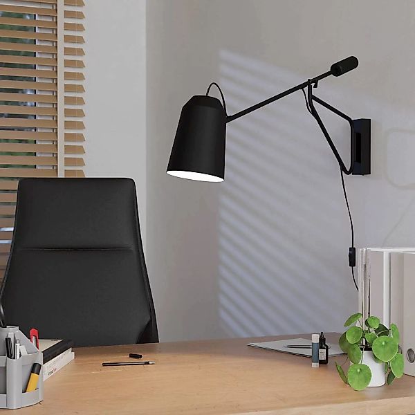 Wandleuchte Loreto 1 mit langem Arm und Stecker günstig online kaufen