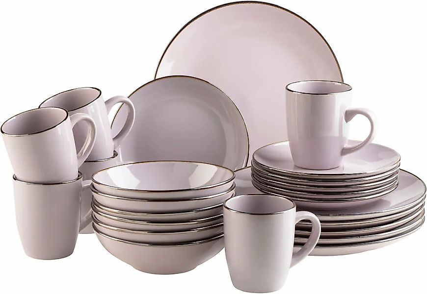 MÄSER Kombiservice "Geschirr-Set, Service Metallic Rim" messingfarben schim günstig online kaufen