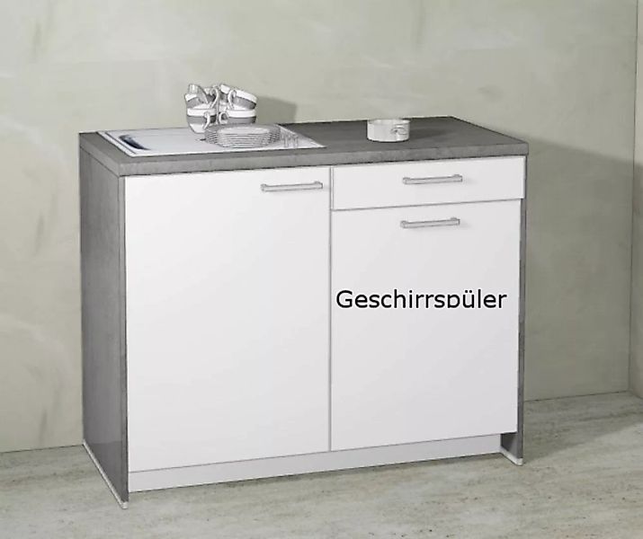 Miniküche MANKAMINI 24 (Höhe XXL) Alpinweiß, 113 cm mit Geschirrspüler (Top günstig online kaufen