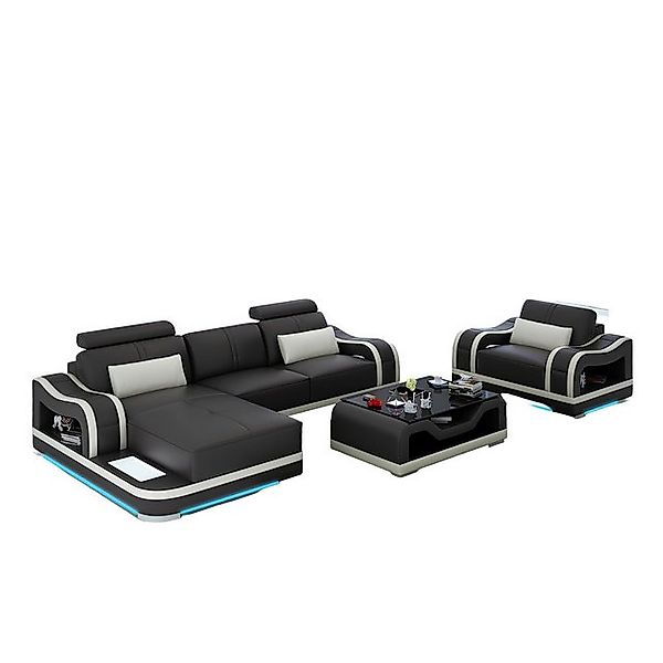 Xlmoebel Ecksofa Modernes Ecksofa mit Sessel und USB-Anschluss in Lederopti günstig online kaufen