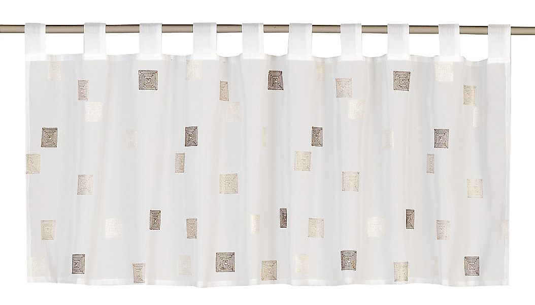 ELBERSDRUCKE Scheibengardine Bistrogardine Quadro weiß-braun 48x140 günstig online kaufen