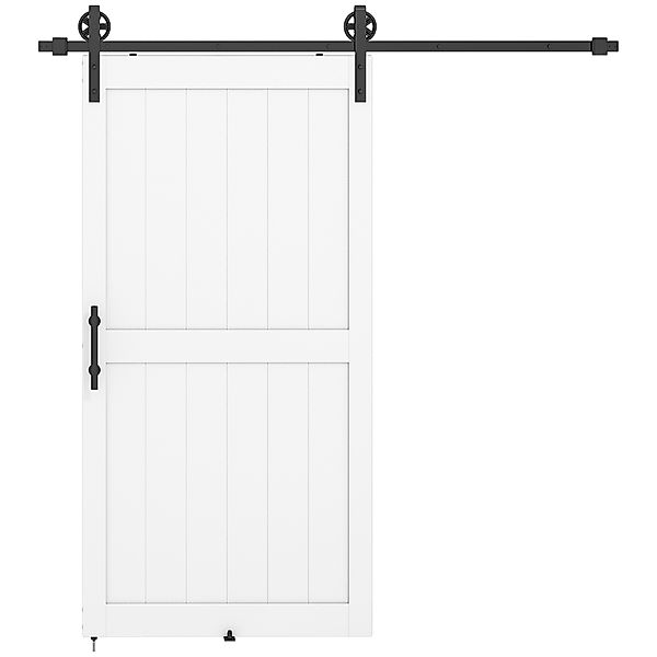 HOMCOM Schiebetür im Country-Stil mit Schiene und Griff, Innentür aus MDF u günstig online kaufen