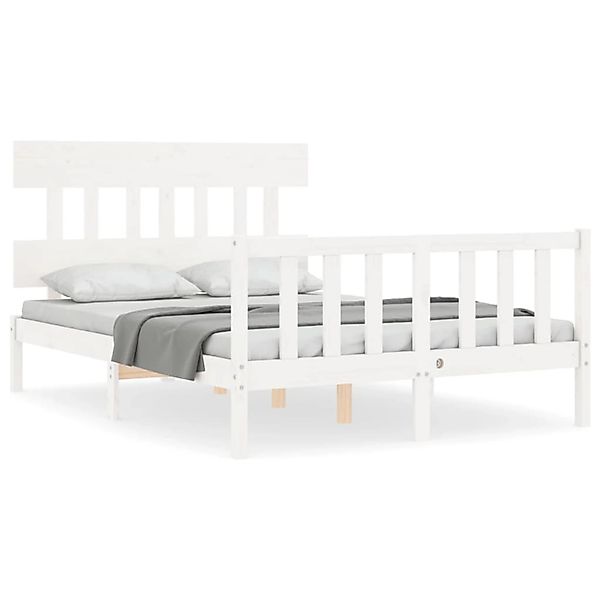 vidaXL Massivholzbett ohne Matratze Weiß 140x190 cm Kiefernholz 3193317 günstig online kaufen