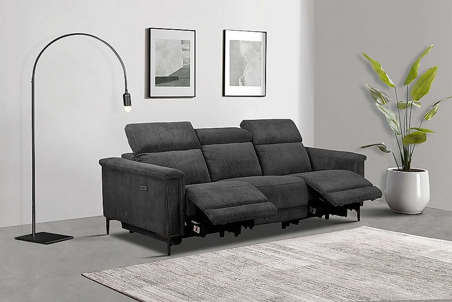 Places of Style 3-Sitzer "Lund Cord, mit manueller o. elektrischer Relaxfun günstig online kaufen