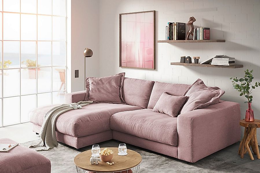 KAWOLA Ecksofa MADELINE, Sofa Cord Longchair rechts od. links versch. Farbe günstig online kaufen