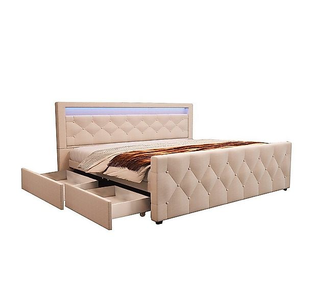 HOME DELUXE Polsterbett VELARA (inkl. Stauraum, Matratze & Lattenrost), mit günstig online kaufen