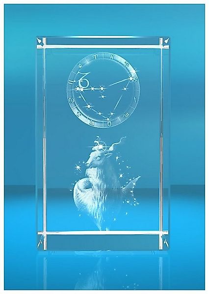 Dekofigur 3D Glasquader I Sternzeichen PRO I Motiv: Steinbock, Hochwertige günstig online kaufen