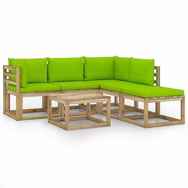 6-tlg. Garten-lounge-set Mit Hellgrünen Kissen günstig online kaufen