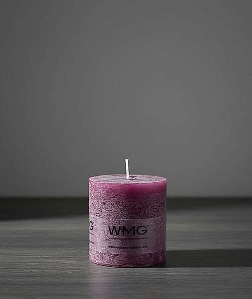Stumpenkerze Rustikal Höhe 6 cm, Durchmesser 6 cm Lila günstig online kaufen