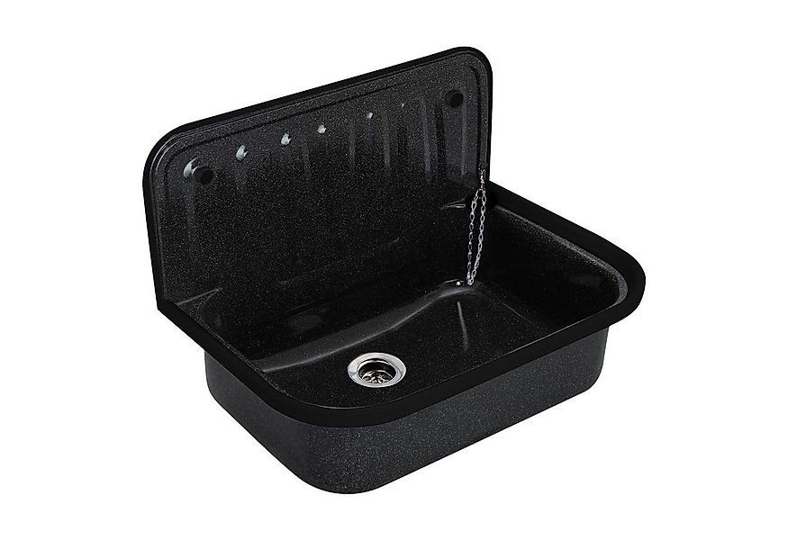 Tuganna Waschbecken Granit Optik, Stahl Ausgussbecken emailliert ca. 51x33x günstig online kaufen