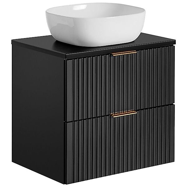 Lomadox Waschtisch ADELAIDE-56-BLACK, schwarz gerillt Waschbecken günstig online kaufen
