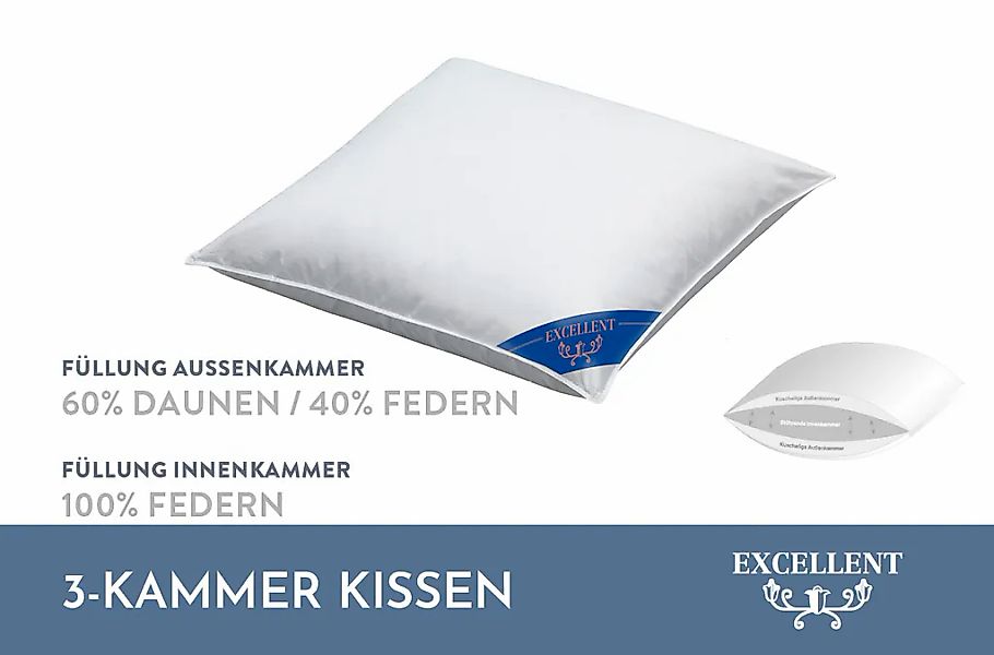 Excellent 3-Kammer-Kopfkissen »Wien«, Füllung: 60% Daunen / 40% Federn (Auß günstig online kaufen